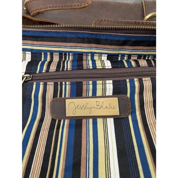 Jesslyn Blake Anthropologie Messenger Bag Canvas Leather Work Travel Boho Chic - Picture 2 of 16